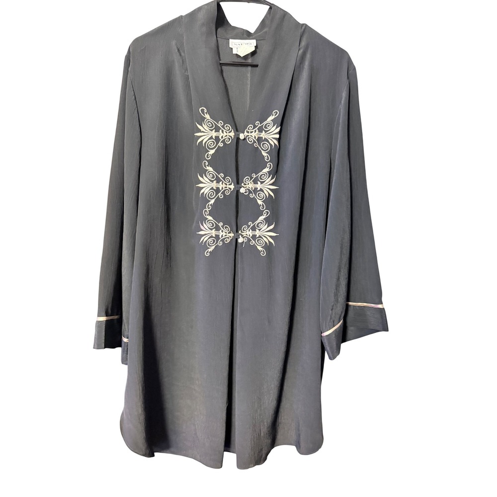 Natori Embroidered Frog Closure Robe Vintage Size M